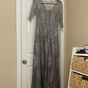 Modest Silver Beaded and Sequined Dress (Hijabi Friendly Dress)